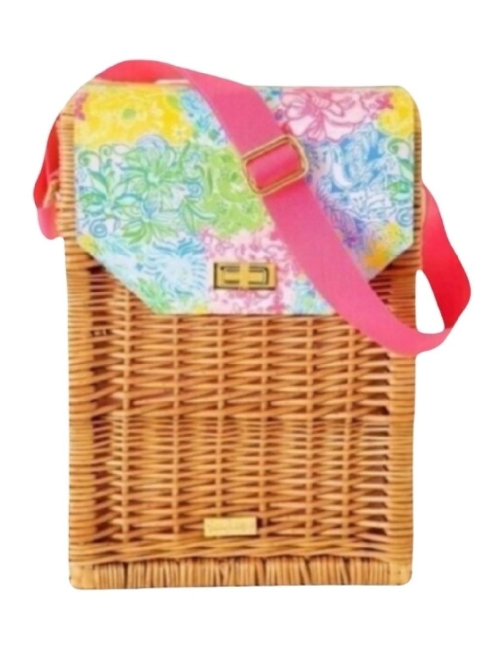 Lilly Pulitzer Cheek To Cheek Wicker Wine Caddy NWOT